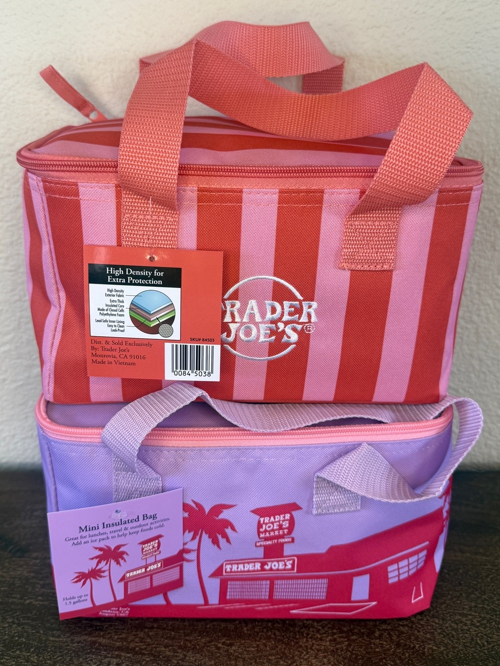 Trader Joe’s Mini Insulated Cooler Bags — Striped Pink & Pink/Purple (2 Total - Picture 14 of 14
